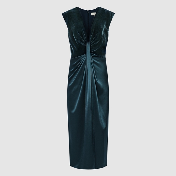 *3rd Restock!* NWT REISS | Velvet & Satin Midi Dress - Picture 2 of 7